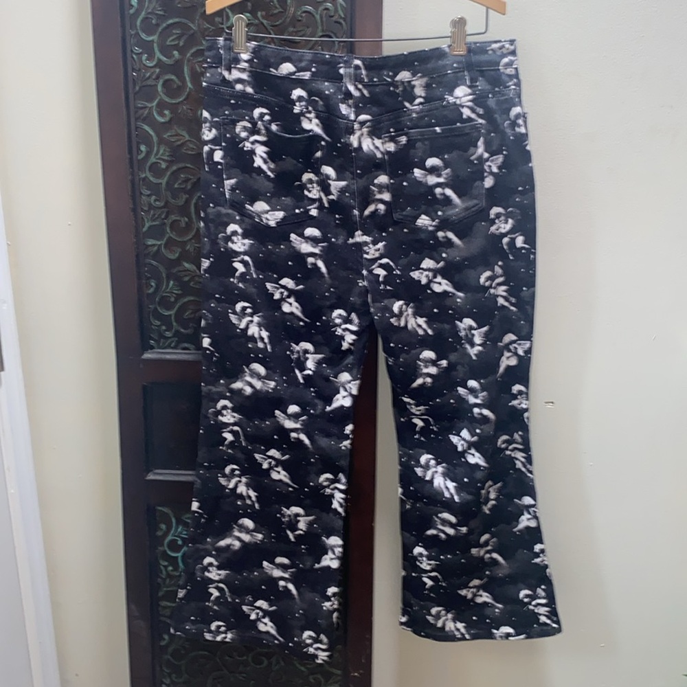 Delia's By Dollskill Unholy Spirit Printed Twill Flare Cropped Jeans - Picture 6 of 7